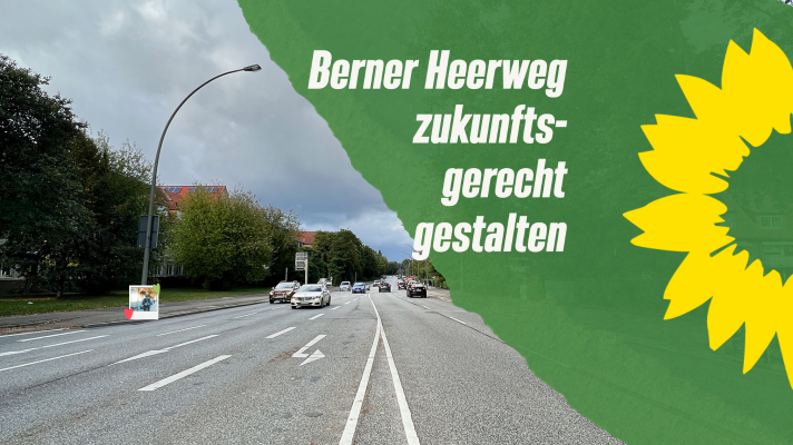 Bild von Berner Heerweg mit grüner Ecke und Text "Berner Heerweg zukunftsgerecht gestalten"
